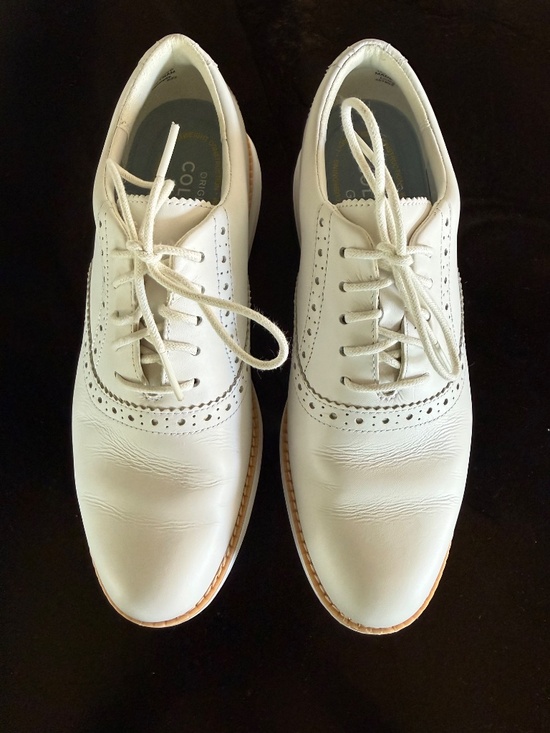 Cole Haan Women Cole Haan OriginalGrand Gold White Leather Wingtip Gold Shoes Size 7.5